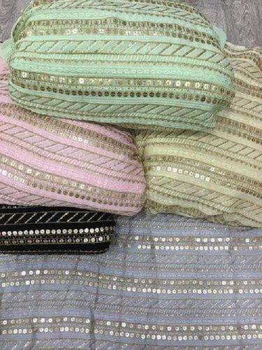 Colourfastness Fancy Sequins Georgette Fabric For Textile Garment