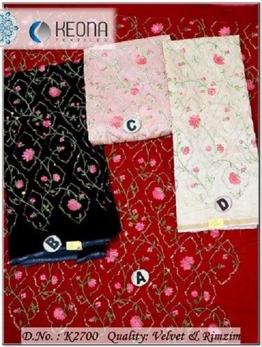 Washable Velvet Embroidery Fabric For Suits And Sarees