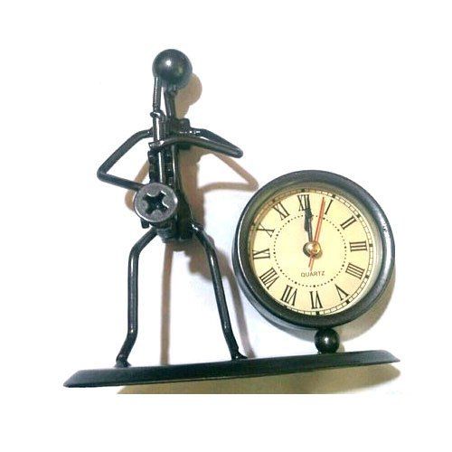 Yellow Metal Analog Table Clock