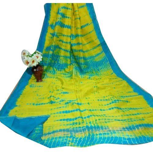 Multicolor Tie Dye Print Chanderi Silk Saree