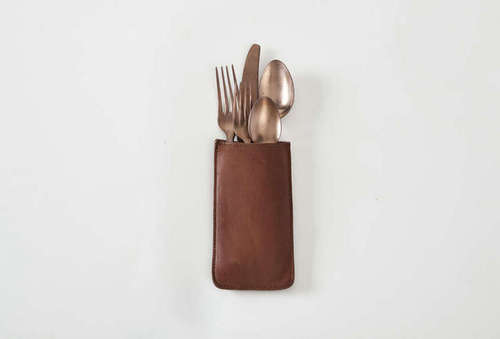 Dining Table Decor Genuine Leather Cutlery Holder