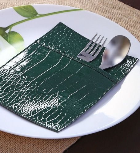 Dining Table Decor Genuine Leather Cutlery Holder