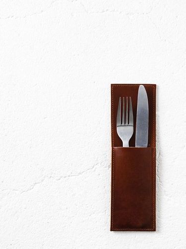 Dining Table Decor Genuine Leather Cutlery Holder