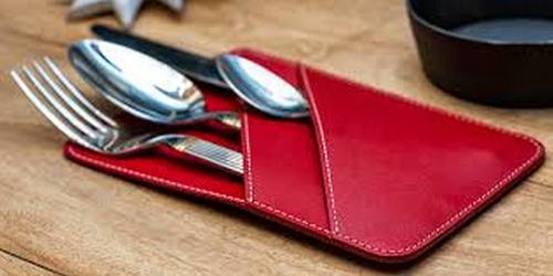 Dining Table Decor Genuine Leather Cutlery Holder