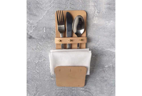 Dining Table Decor Genuine Leather Cutlery Holder