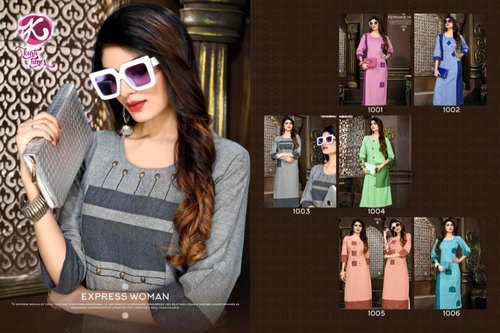 Ladies Straight Kurta - Rayon Fabric, Half Sleeve, Calf Length | Multicolor Options, Skin Friendly, Handwash Care, Ideal for All Seasons