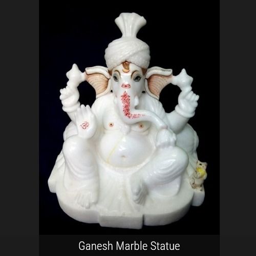 Easy To Clean Ganesh With Turban Marble Statue