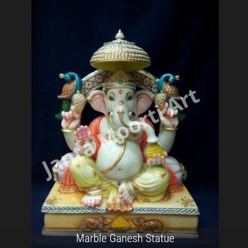 Multicolour Lord Ganesha Marble Statue