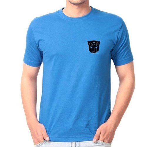 Blue Slim Fit Round Neck Cotton T-shirts