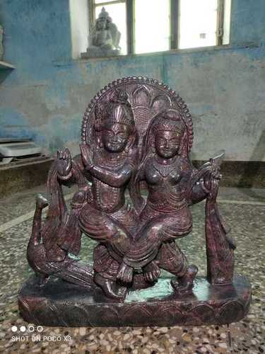 Coated Indian Ruby Corundum Radha Krishna Statue With Diamond Polished