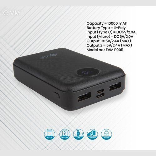 Power Bank 10000Mah With Evm Enable Design: Bar