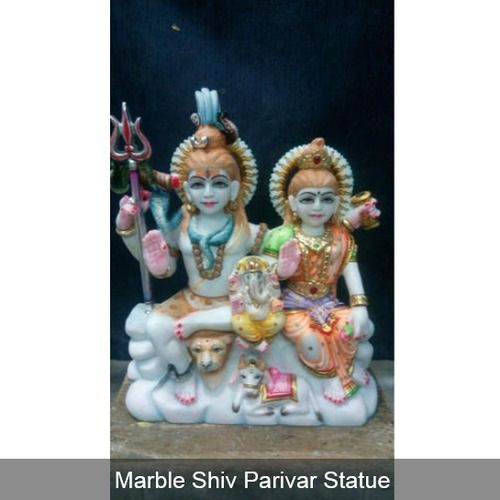 Multicolour Marble Shiv Parivar Statue