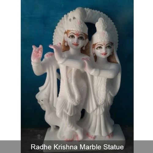 Radhe Krishna Polished Marble Statue
