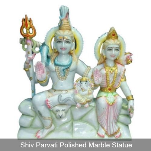 Shiv Parvati and Ganesh Marble Statues