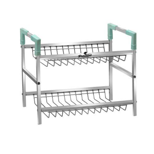 Stainless Steel Standing Dish Rack Storage Shelf Multifunctional