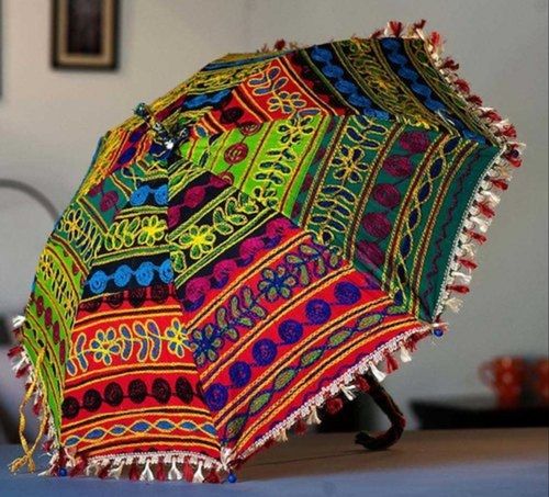 Traditional Multicolor Cotton Embroidered Umbrella Size: 17 & 19 Inches