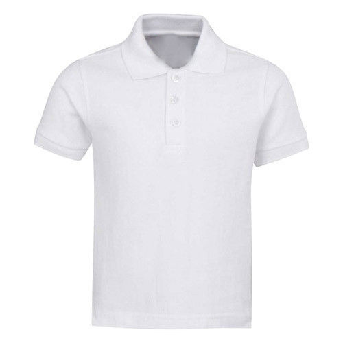 School White Plain T Shirt Collar Style: Straight