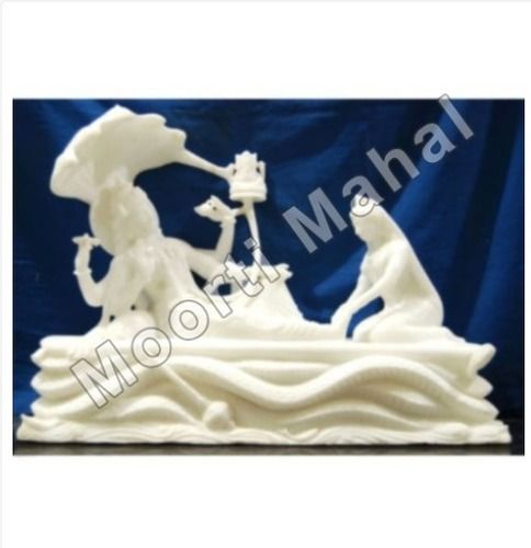 Easy To Clean White Marble Laxmi Narayan Statue