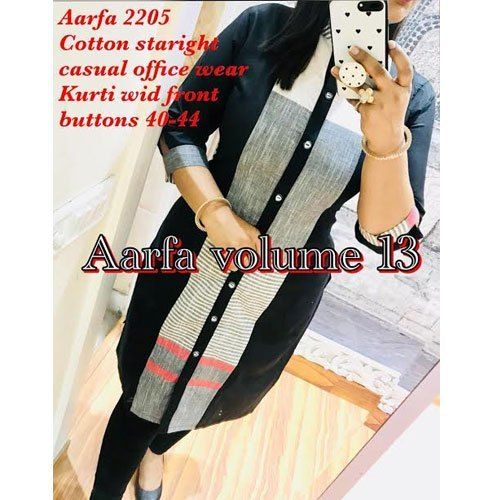 No Fade Ladies Cotton Straight Casual Office Wear Kurti