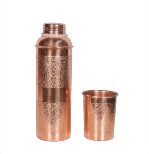 Various Etched Copper Bottle And Glass