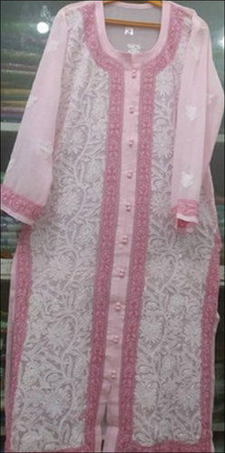 Pink Ladies Formal Wear Georgette Kurti