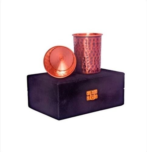 Natural Finish Hammered Copper Glass Gift Set