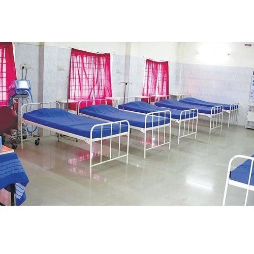 White And Blue Mild Steel Hospital Quarantine Bed