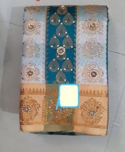 Various Colors  Are Available Brocade Zari Patta With Stone Work Sarees