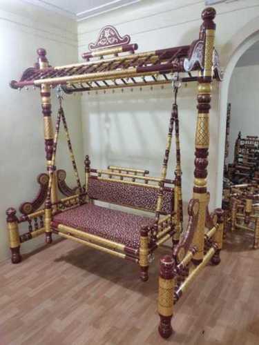 Brown Gujarathi Polished Wooden Swing