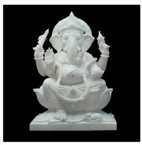 Lord Ganesha White Marble Statue