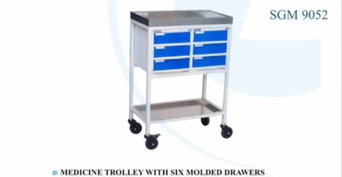 Fireproof Standard Medicine Trolley With Six Molded Drawers