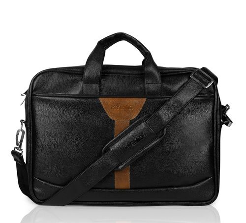 Black/ Brown Pu Leather Office Bag 15.6 Inch