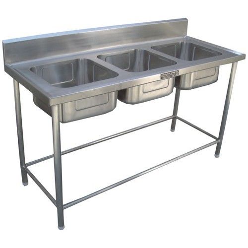 Grey Rust Resistant Three Sink Table