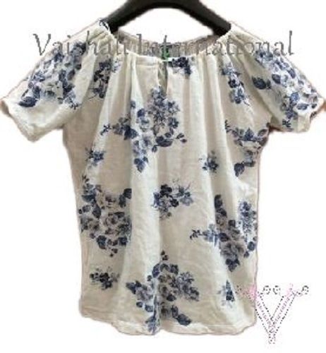 White Short Sleeve Fancy Ladies Tops