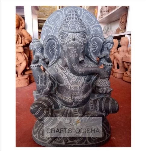 Eco-Friendly Black Stone Lord Ganesha Statue