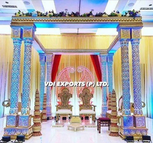 Maroon Designer Two Pole Pillared Frp Mandap