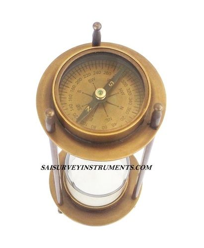 5 Minuted Antique Brass Sand Timer with Two Sided Compass