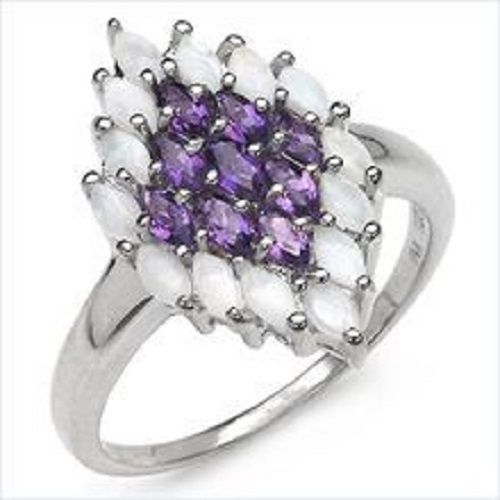 Opal And Amethyst Sterling Silver Ring Gender: Women