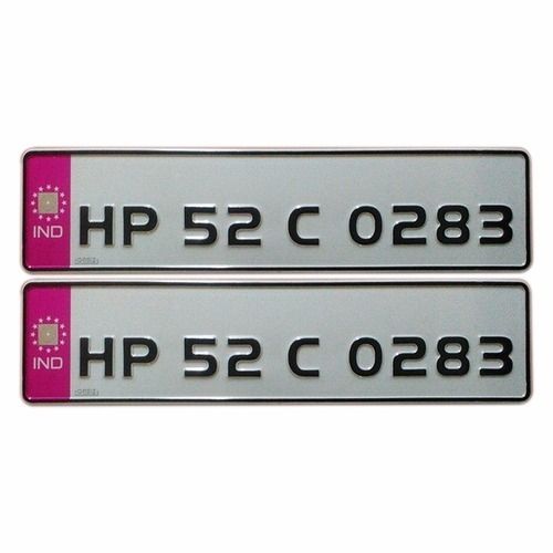 Aluminium Pink And White Car Ind Number Plate