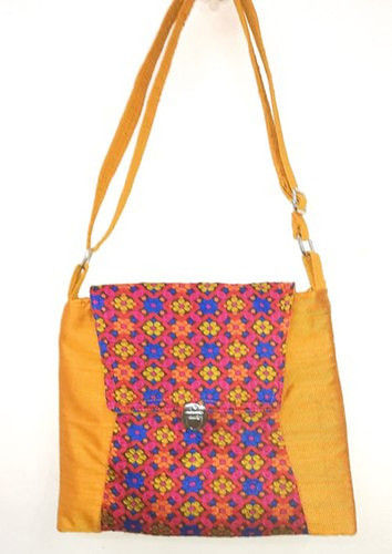 Multicolor Silk Flap Embroiderd Sling Bag