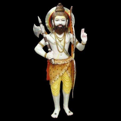 Multicolor Painted Hindu Bhagwan Marble Parshuram Statue