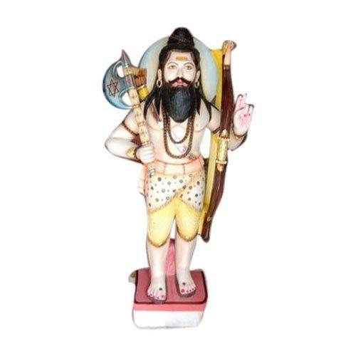 Easy To Clean Multicolor Painted Hindu Bhagwan Marble Parshuram Statue