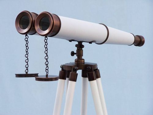 Vintage Look Brass Binocular With Wooden Stand