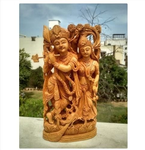 Wooden Radha Krishna Statue