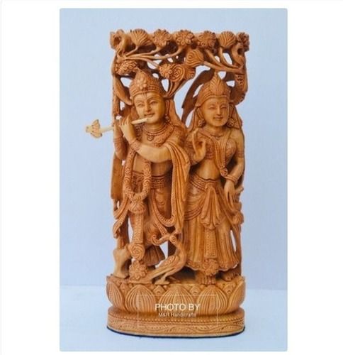 Eco-Friendly Wooden Radha Krishna Under Tree Statue