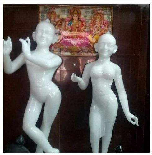 Glossy White Radha Krishna Moorti