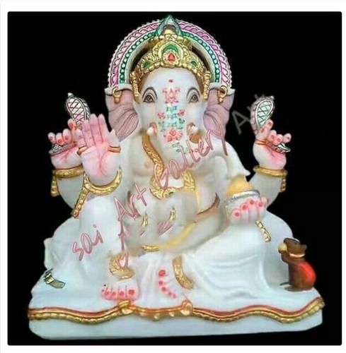 Eco-Friendly White Marble Ganesh Murti