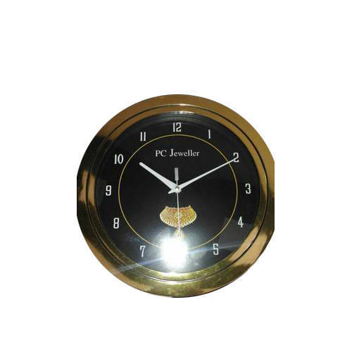 Black And Golden Promotional Round Wall Clock