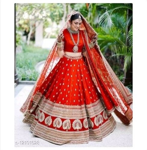 red colour party wear embroidered lehenga choli 550