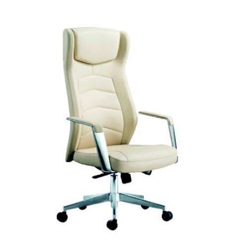 White Steel Woodex Leather Chair